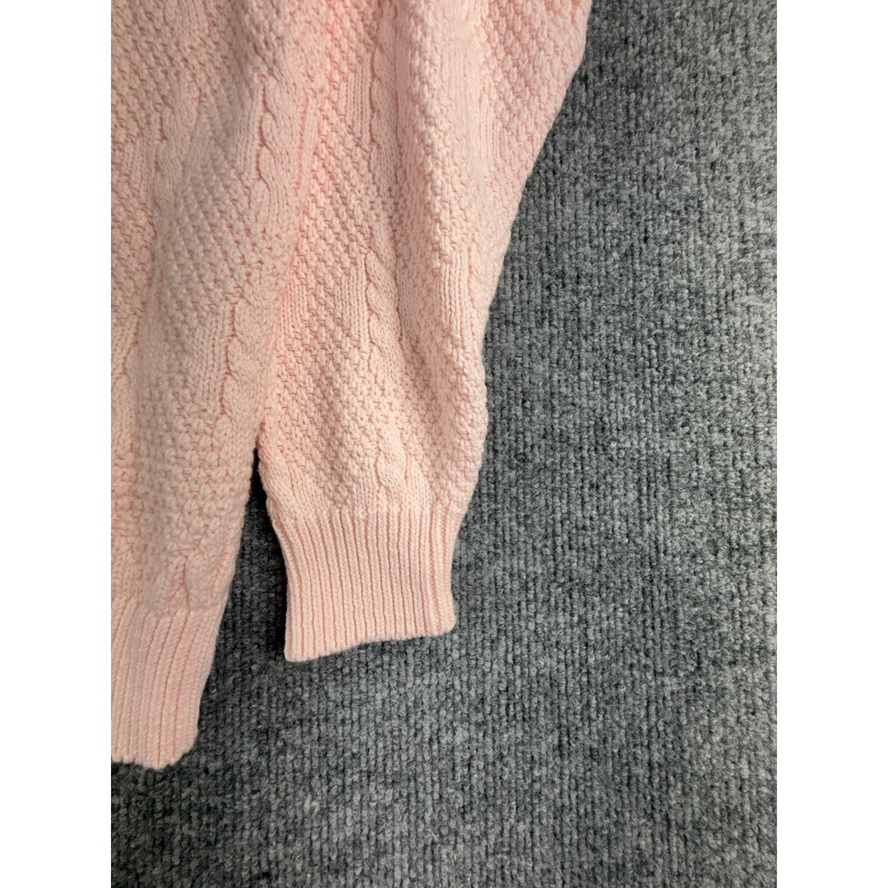 Talbots Sweater Womens Petite PS Pink‎ Cable Knit Cotton Crewneck USA Pullover - Picture 3 of 9